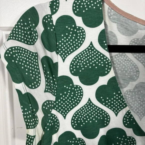 Boden Green Spade Print V Neck Short Sleeve A Line Mini Dress Size US 6L - Picture 2 of 7